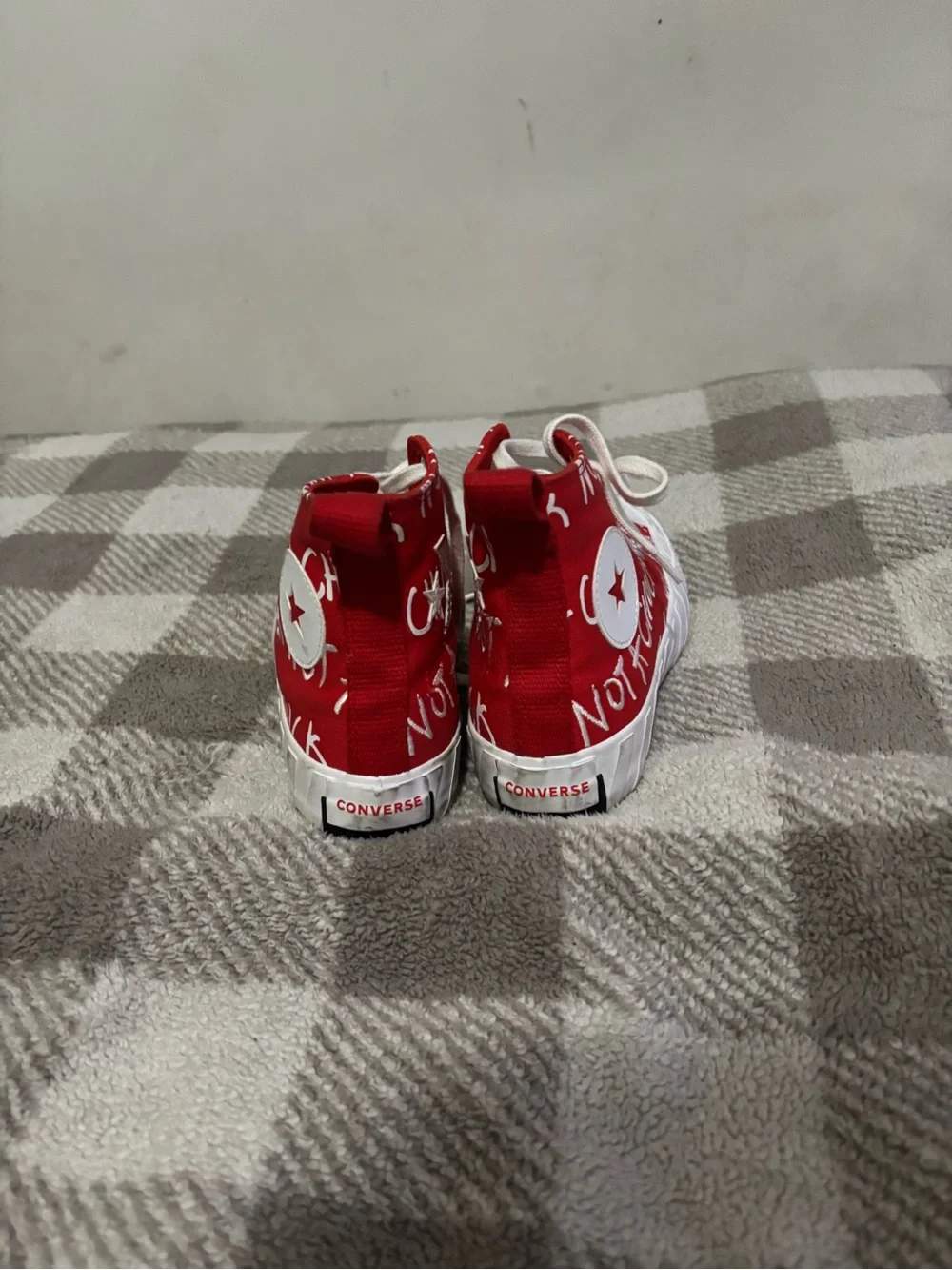 Converse Kids Red and White High-Top Sneakers with Star Patch